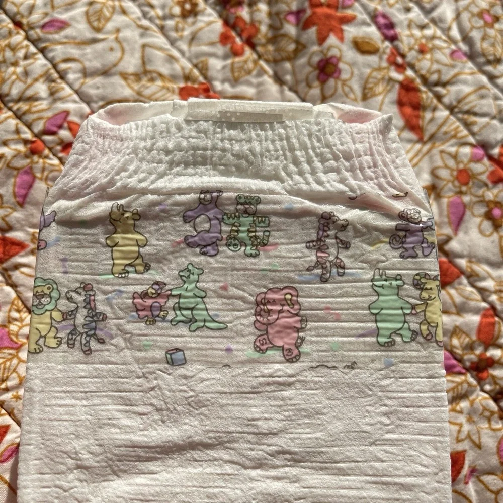 Vintage Huggies Size 3 Ultratrim 1993 USA Diaper Circus Bear Rhino Plastic Print